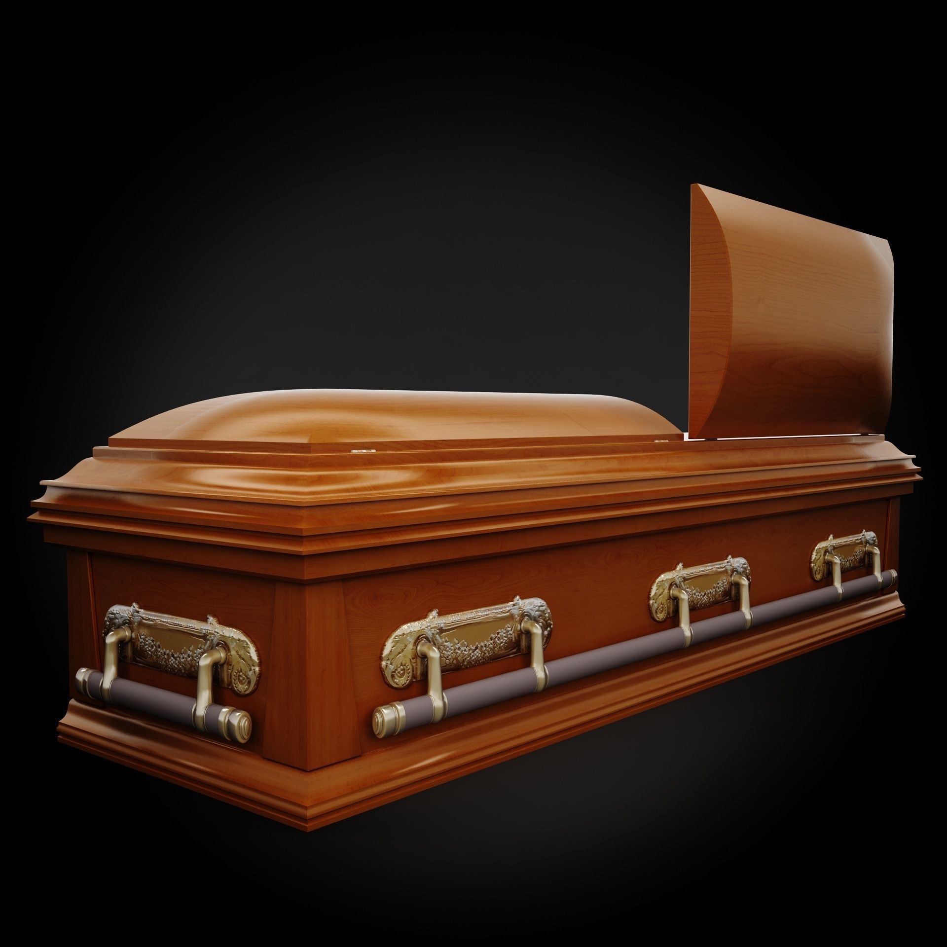 High Def Classic Coffin Wood Modern 3D model_3