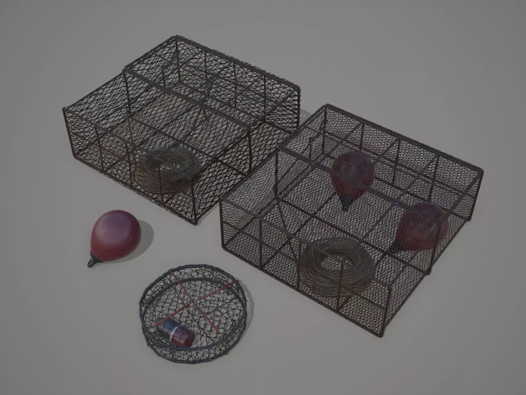 Crab and Lobster Traps - PBR and Game Ready Low-poly 3D model_0