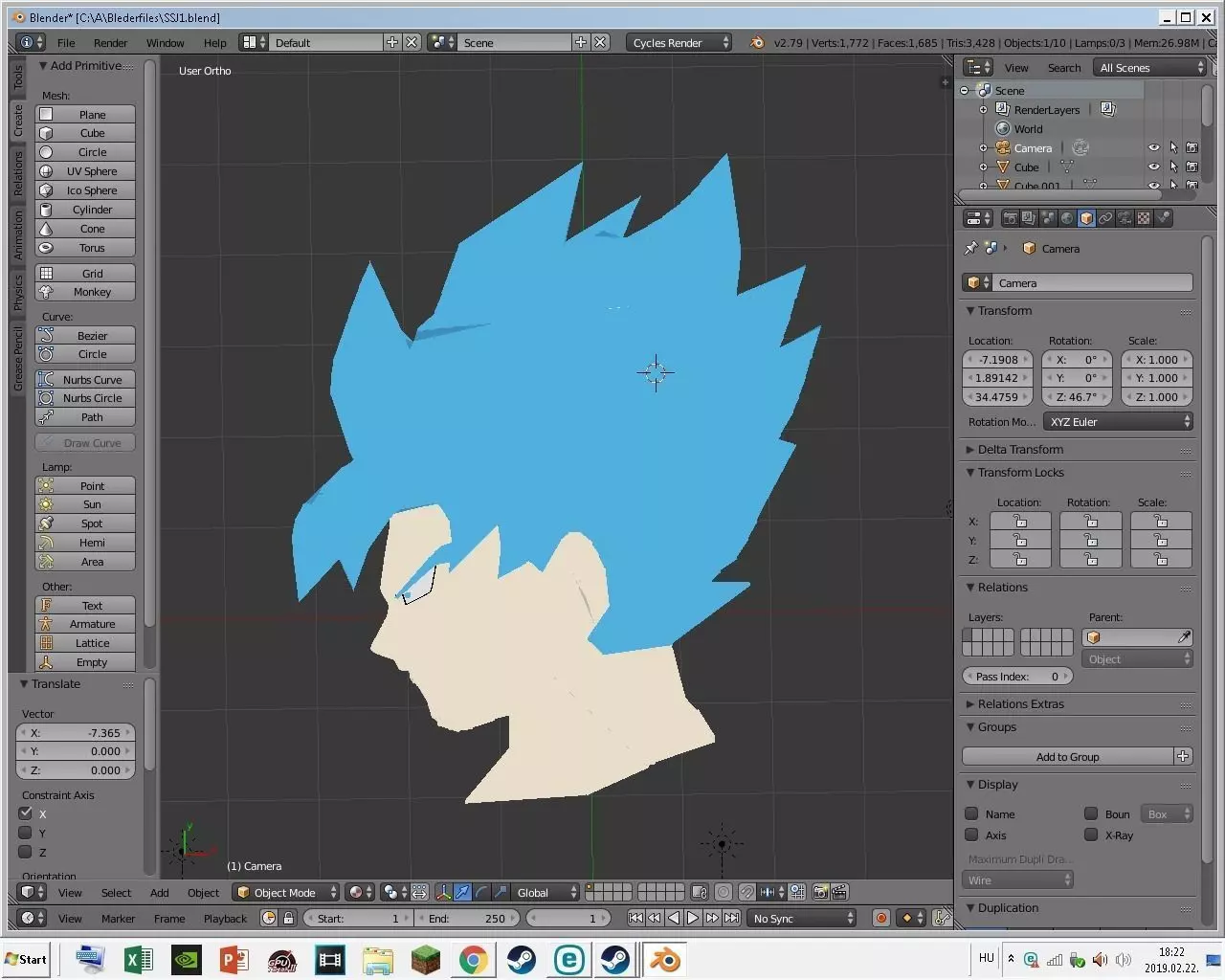 SSGSS Goku head 3D print model