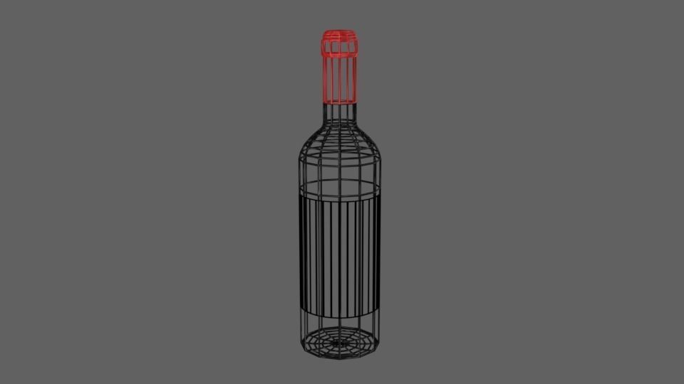 wine bottle Low-poly 3D model_4