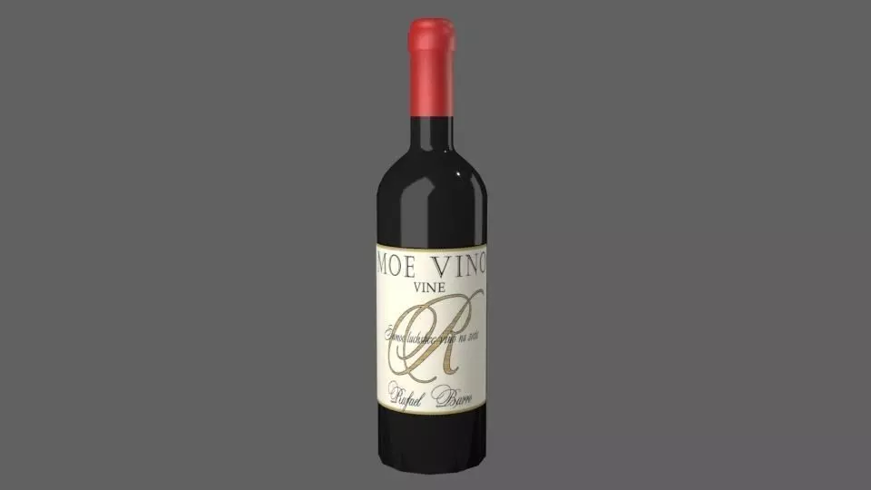 wine bottle Low-poly 3D model_0