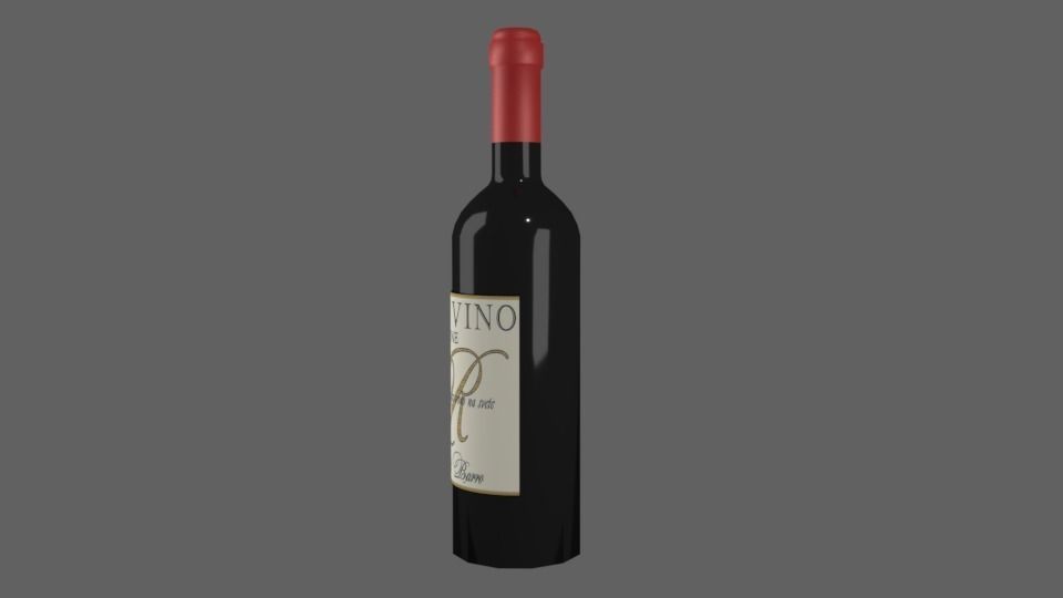 wine bottle Low-poly 3D model_1