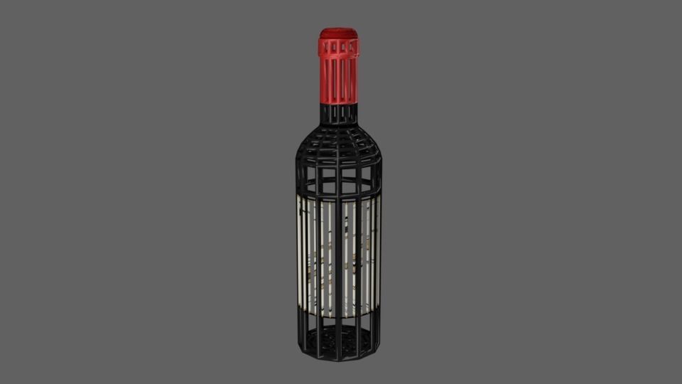 wine bottle Low-poly 3D model_3