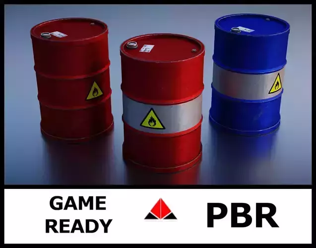 Barrel hazard Low-poly 3D model