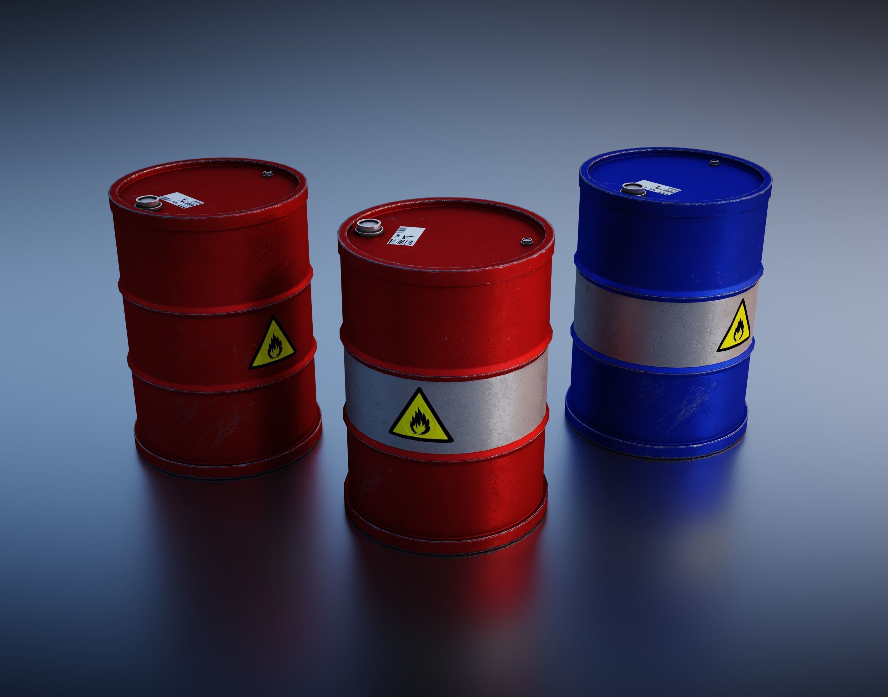 Barrel hazard Low-poly 3D model_2