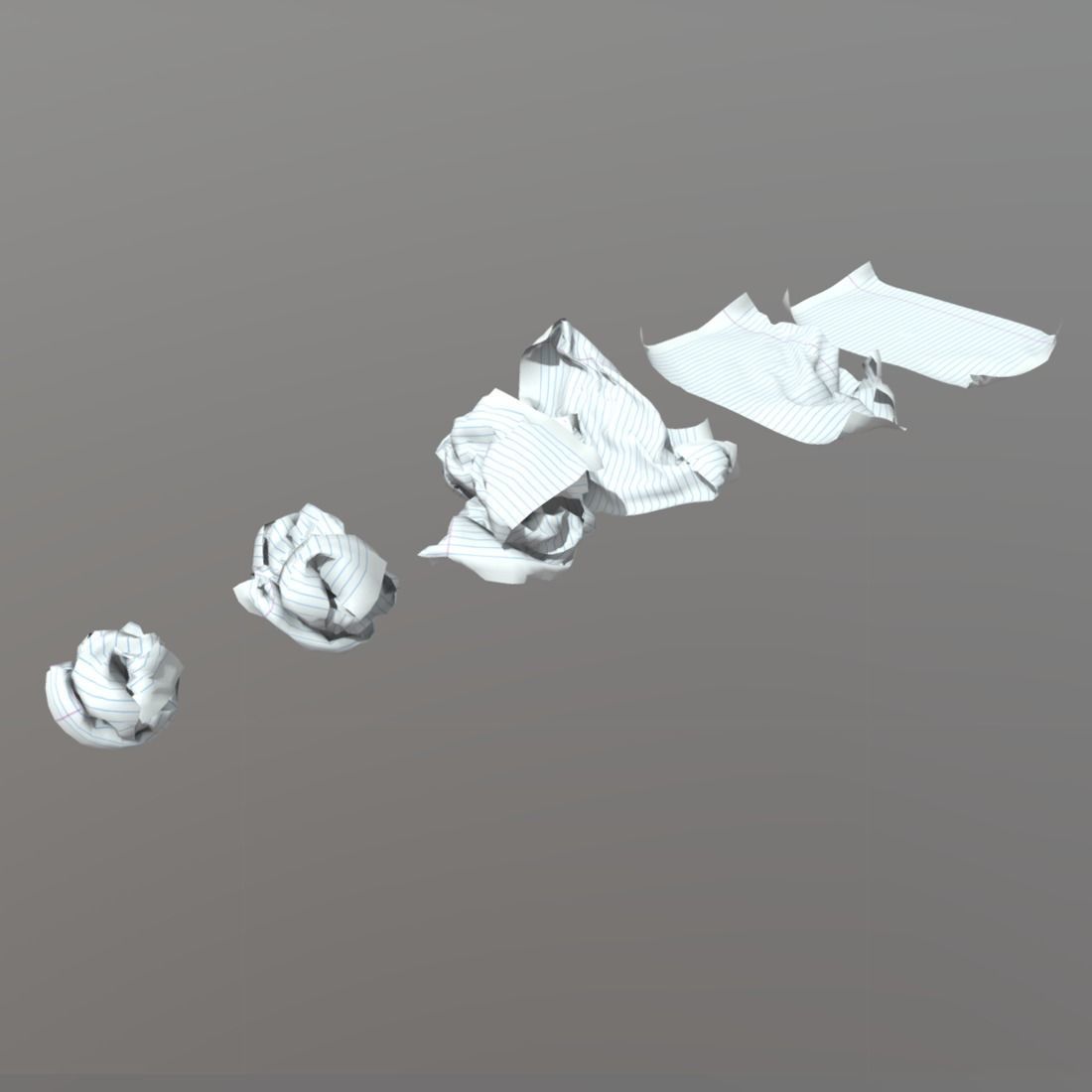 Paper crumbled Low-poly 3D model_5