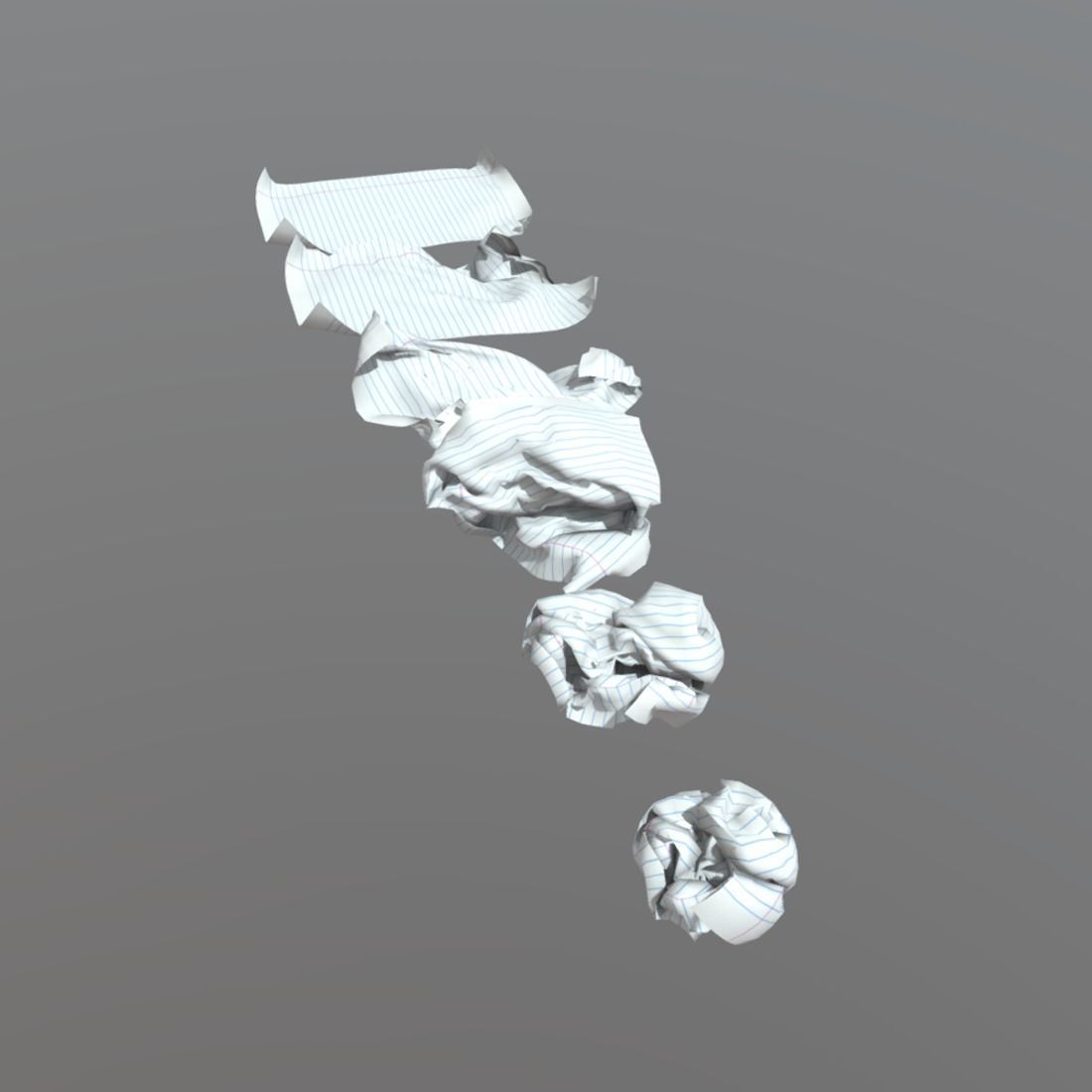 Paper crumbled Low-poly 3D model_4