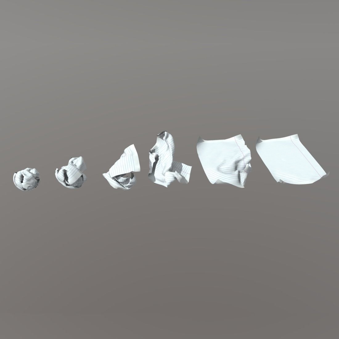 Paper crumbled Low-poly 3D model_6