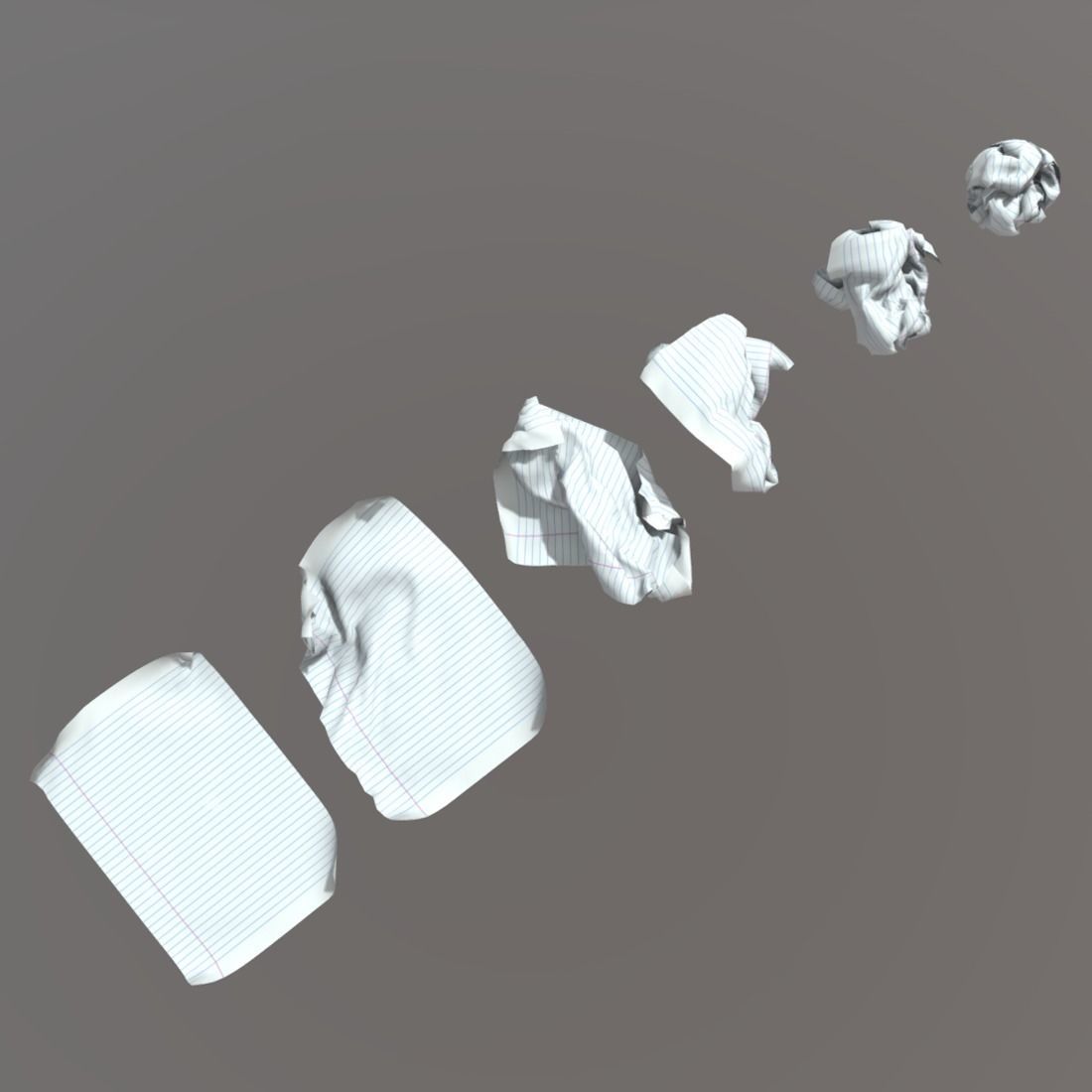 Paper crumbled Low-poly 3D model_7