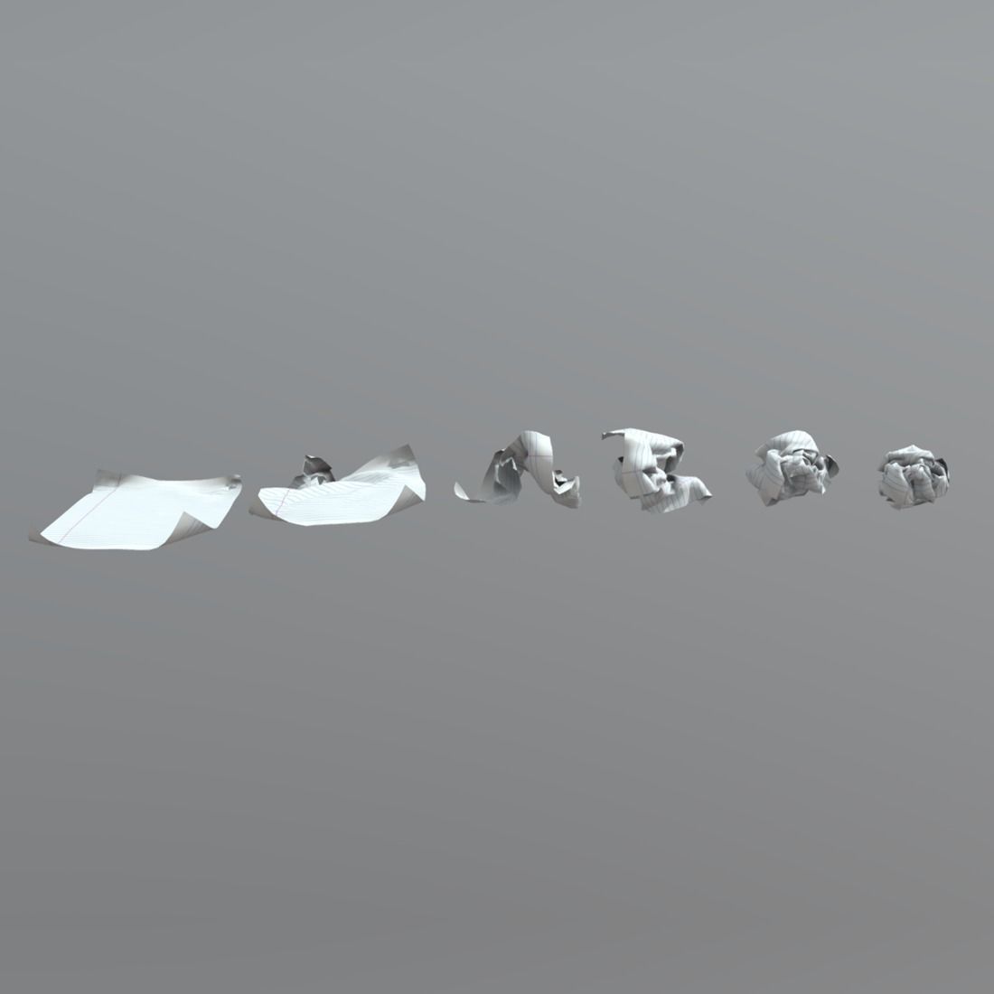Paper crumbled Low-poly 3D model_2
