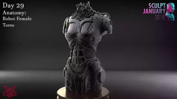 Female Robot Torso Timelapse and Model 3D print model