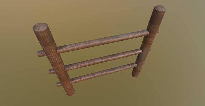 Wooden-Fence Wood Fence Modular PBR Low-Poly Game Ready Low-poly 3D model