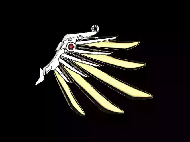Necklace Mercy wing overwatch 3d printable model Anime jewelry