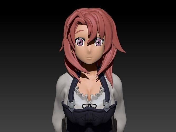 Cowgirl statue of girl holding bag 3D print model