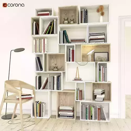 Bookshelves with chair 3D model