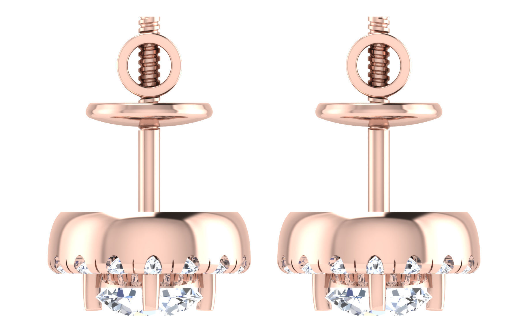 Solitaire pendant-earrings set 3dm stl render detail 3D print 3D print model_44