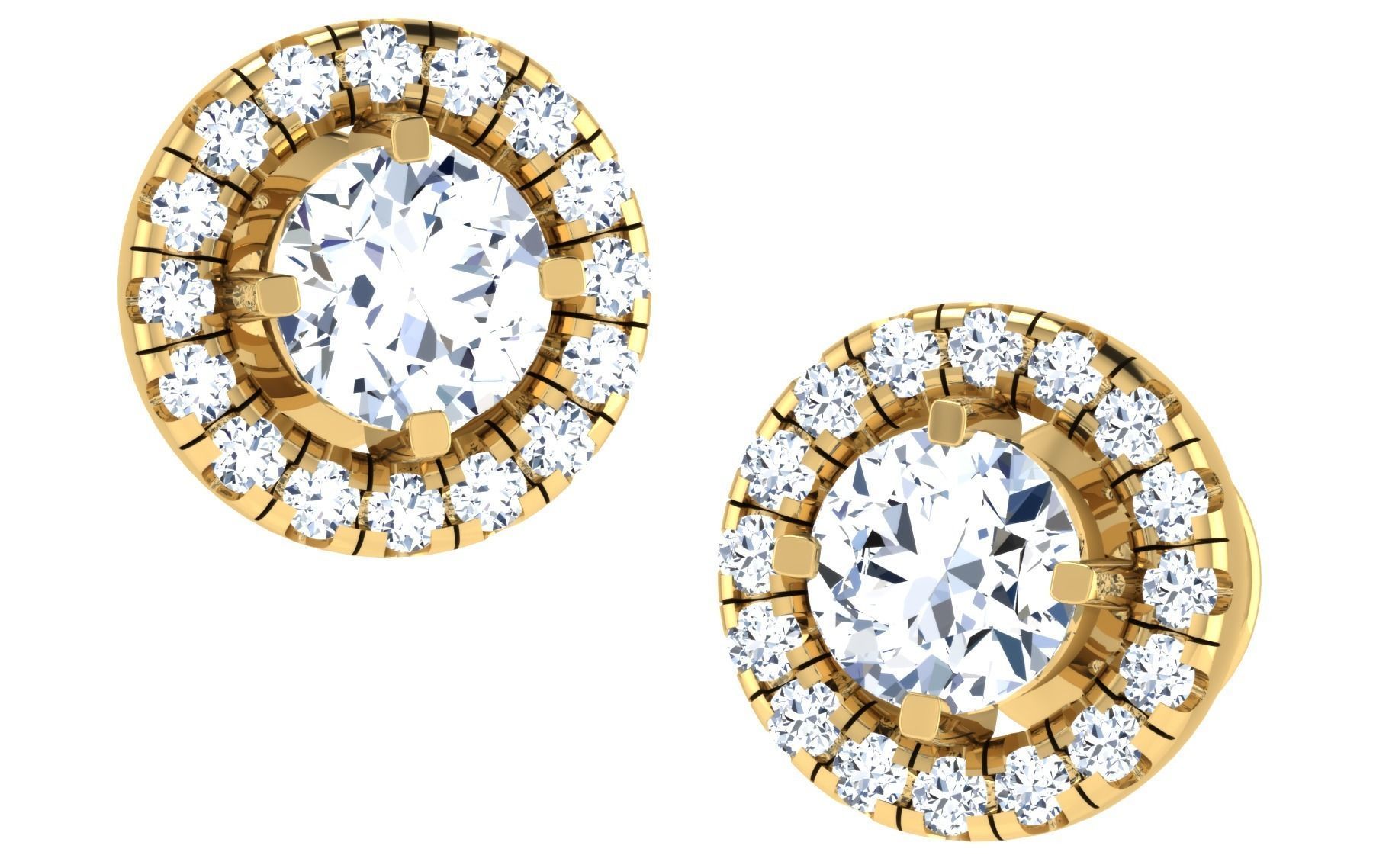 Solitaire pendant-earrings set 3dm stl render detail 3D print 3D print model_39