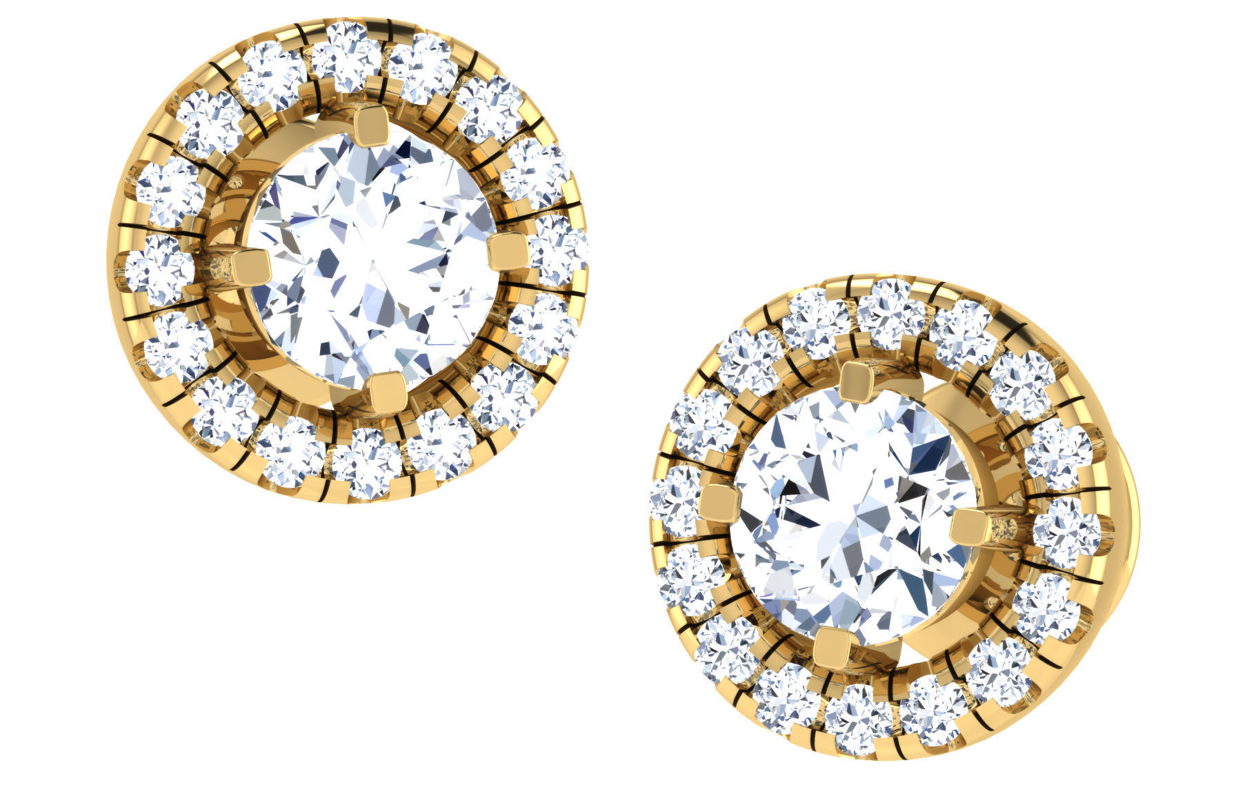 Solitaire pendant-earrings set 3dm stl render detail 3D print 3D print model_25