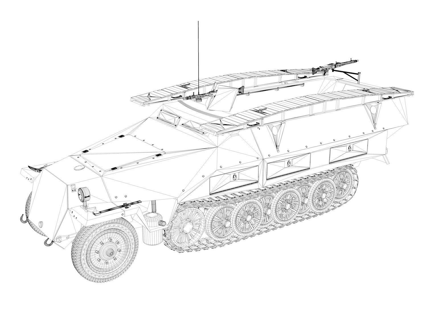SDKFZ 251 Ausf D - Assault Engineer Vehicle - 542 3D model_13