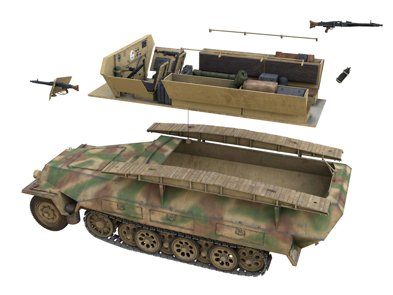SDKFZ 251 Ausf D - Assault Engineer Vehicle - 542 3D model_12