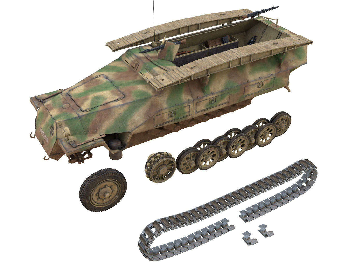 SDKFZ 251 Ausf D - Assault Engineer Vehicle - 542 3D model_11