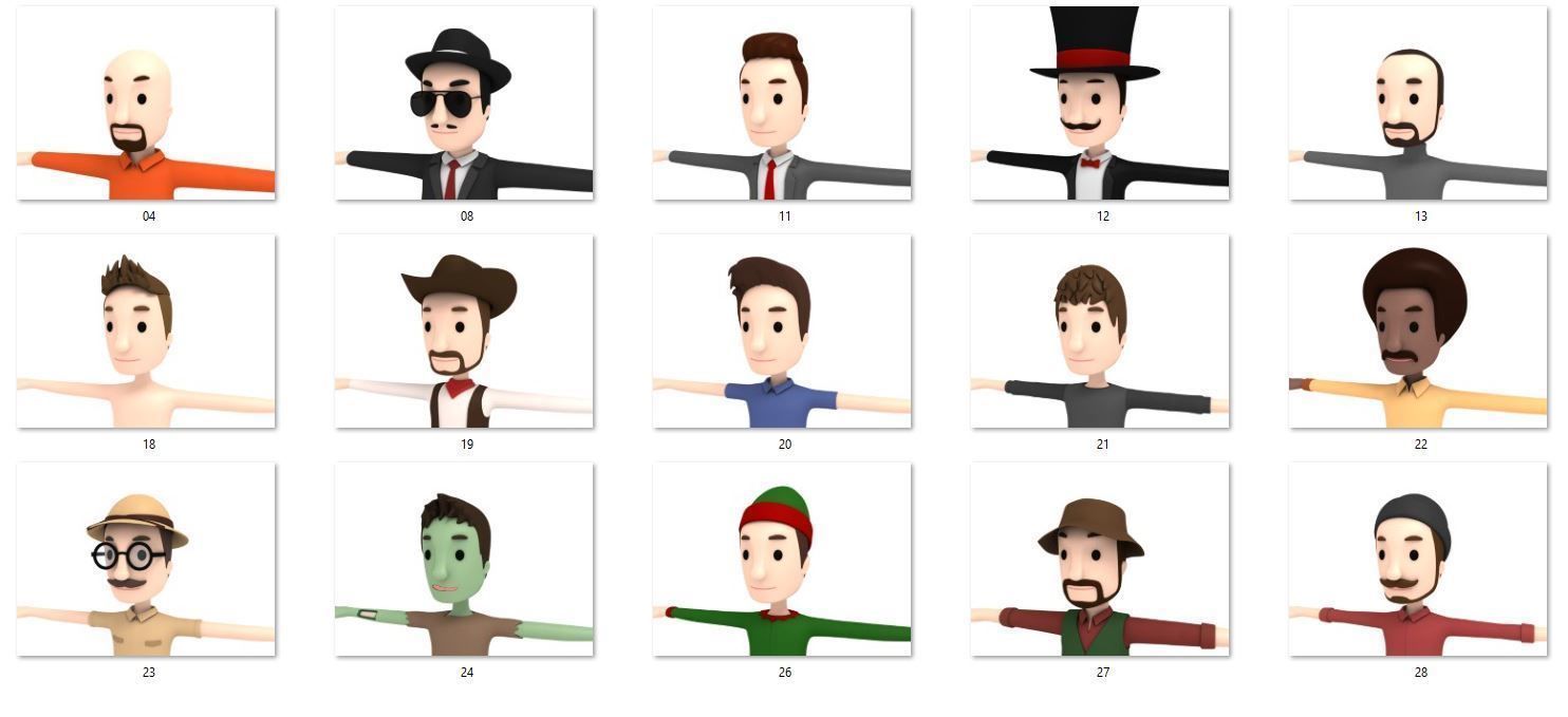 Cartoon Man Character Pack2 3D model_19