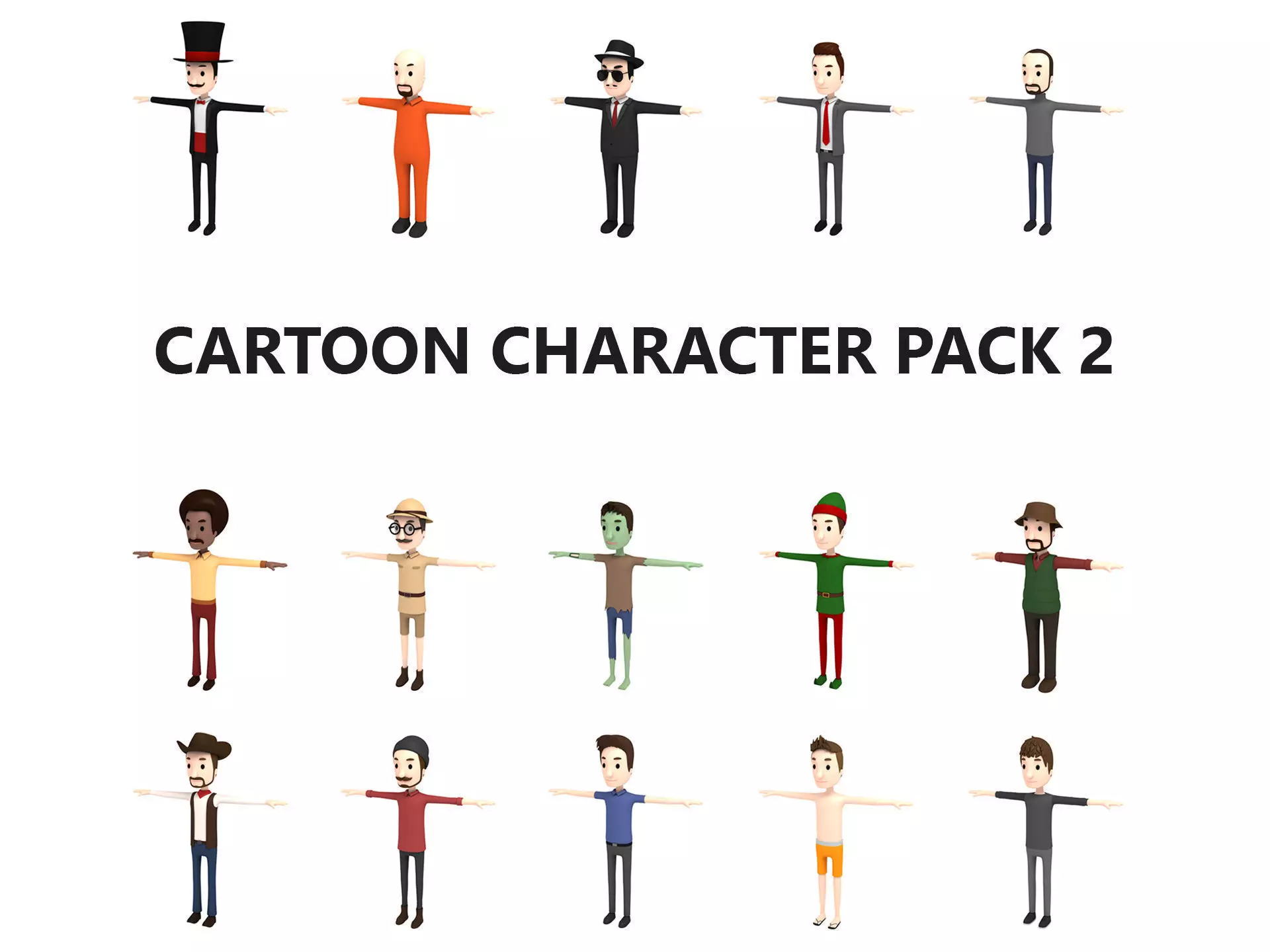 Cartoon Man Character Pack2 3D model_0