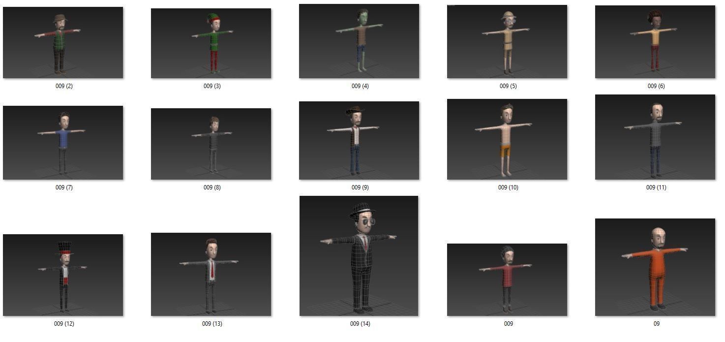 Cartoon Man Character Pack2 3D model_20