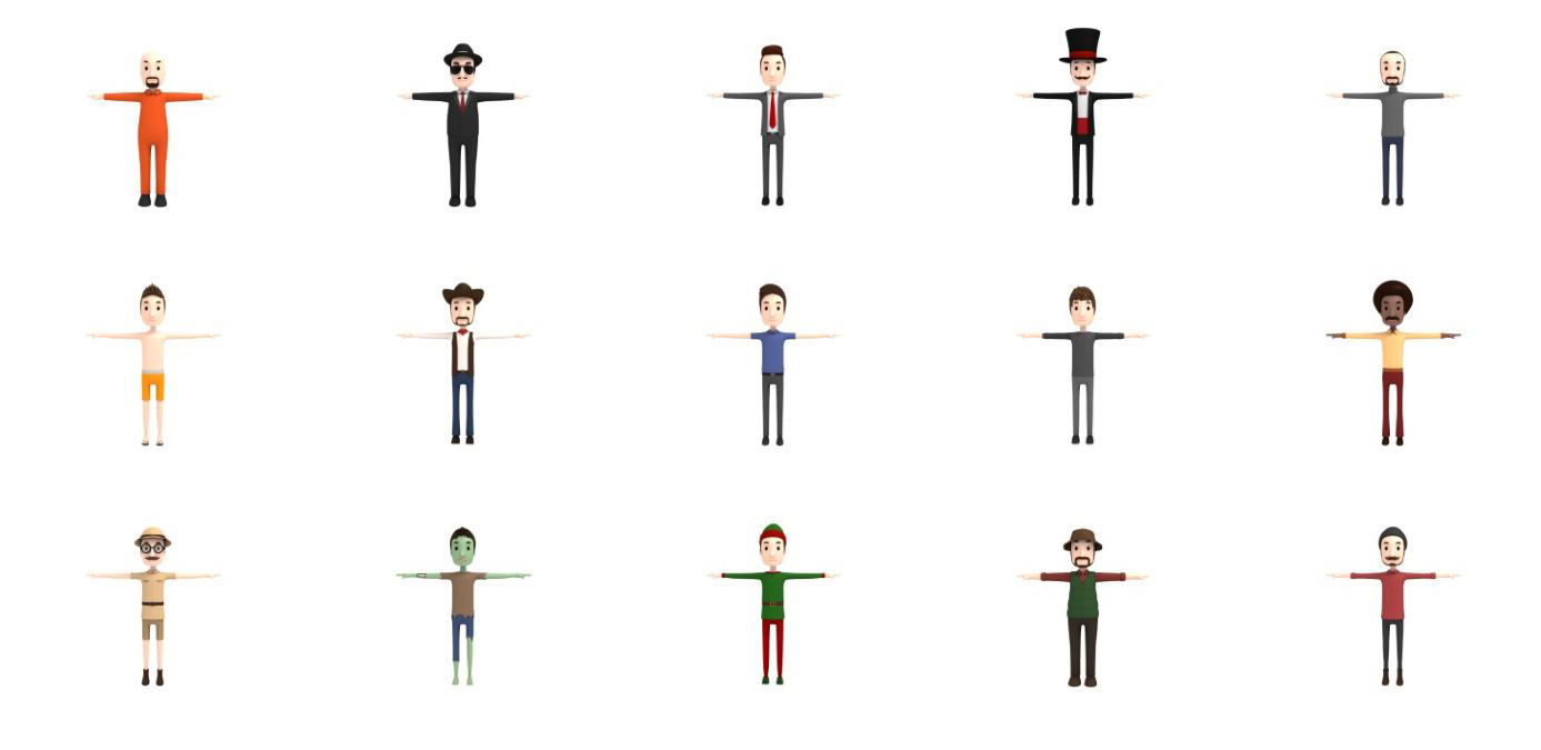 Cartoon Man Character Pack2 3D model_1