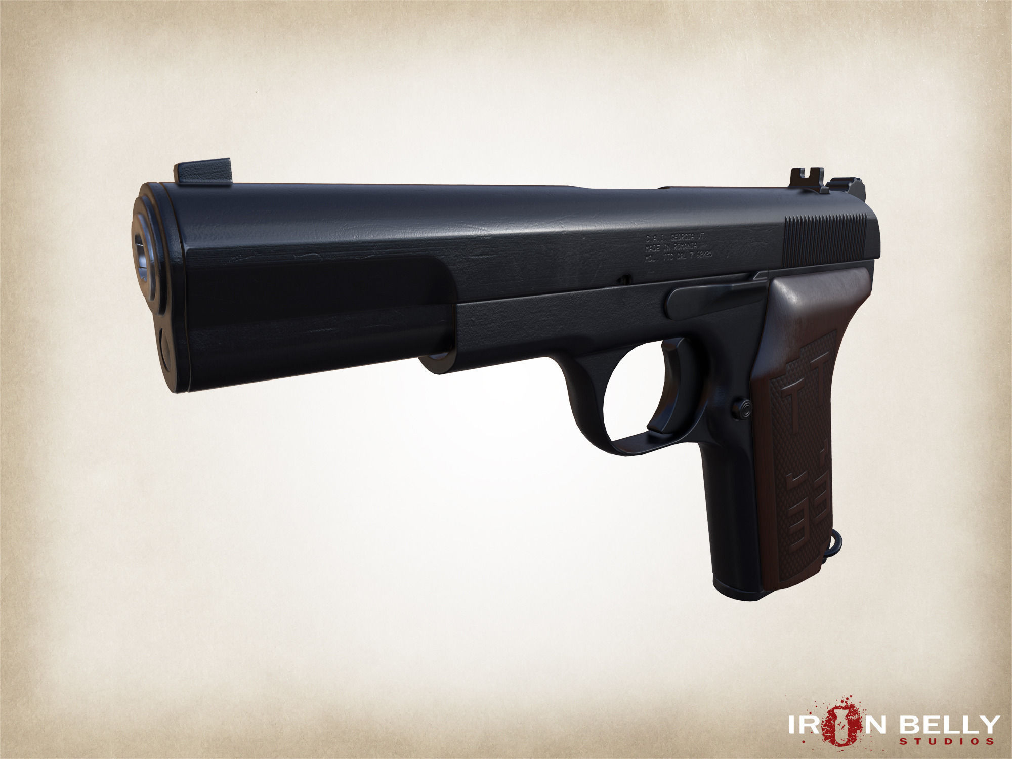 AAA FPS TT-33 Pistol Low-poly 3D model_9
