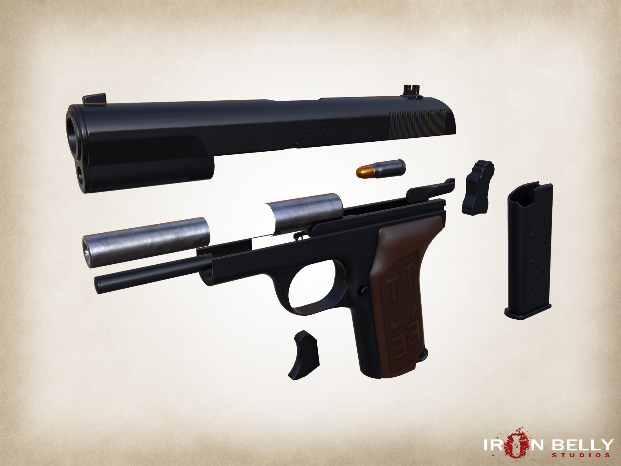 AAA FPS TT-33 Pistol Low-poly 3D model_3