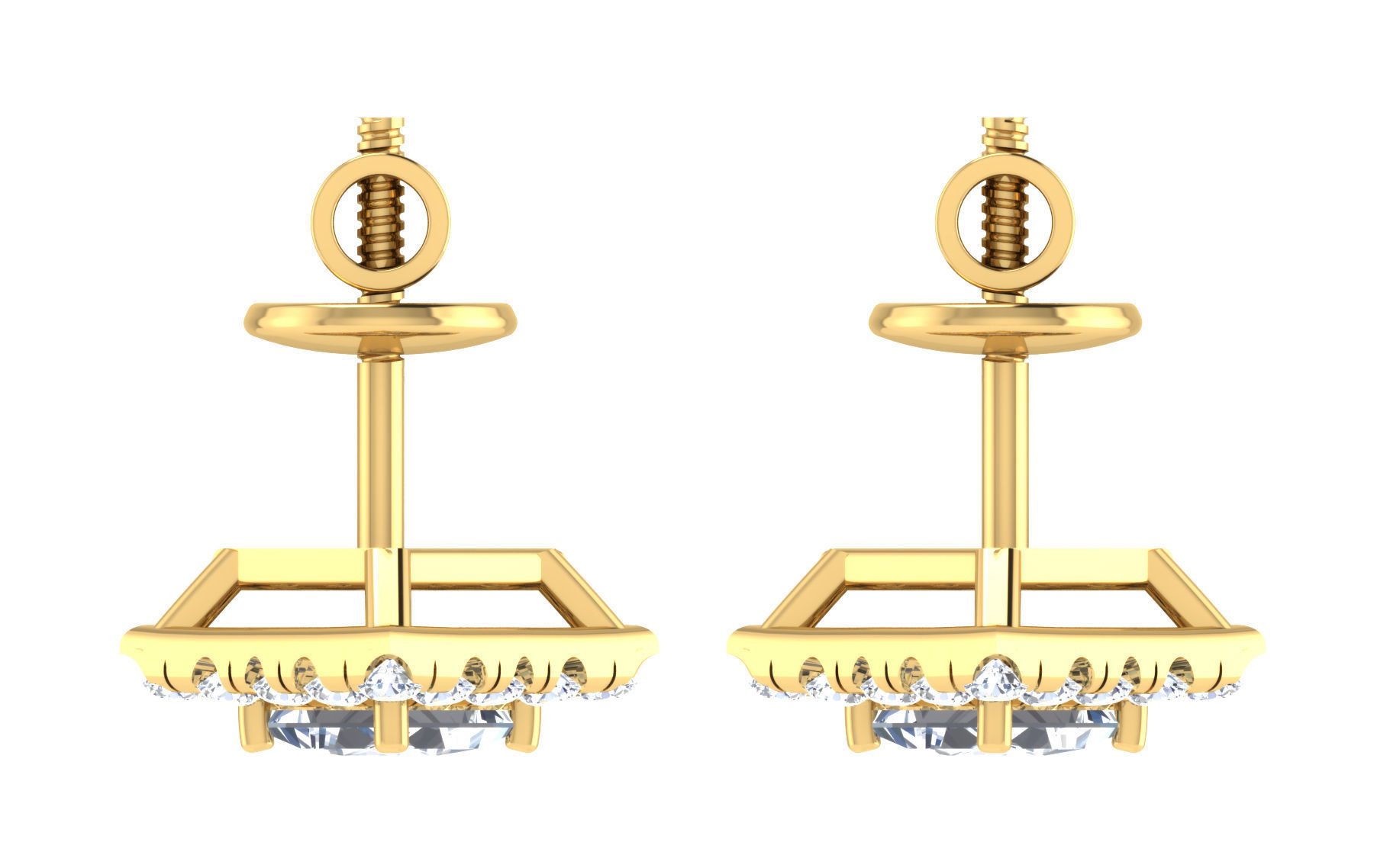 Solitaire pendant-earrings set 3dm stl render detail 3D print 3D print model_22