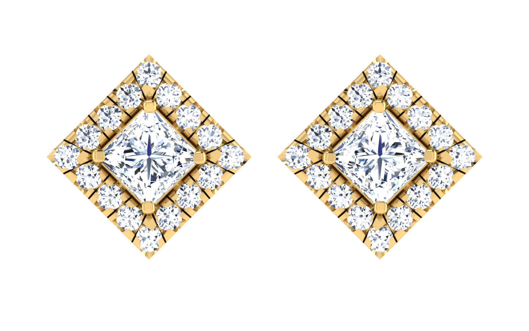 Solitaire pendant-earrings set 3dm stl render detail 3D print 3D print model_23