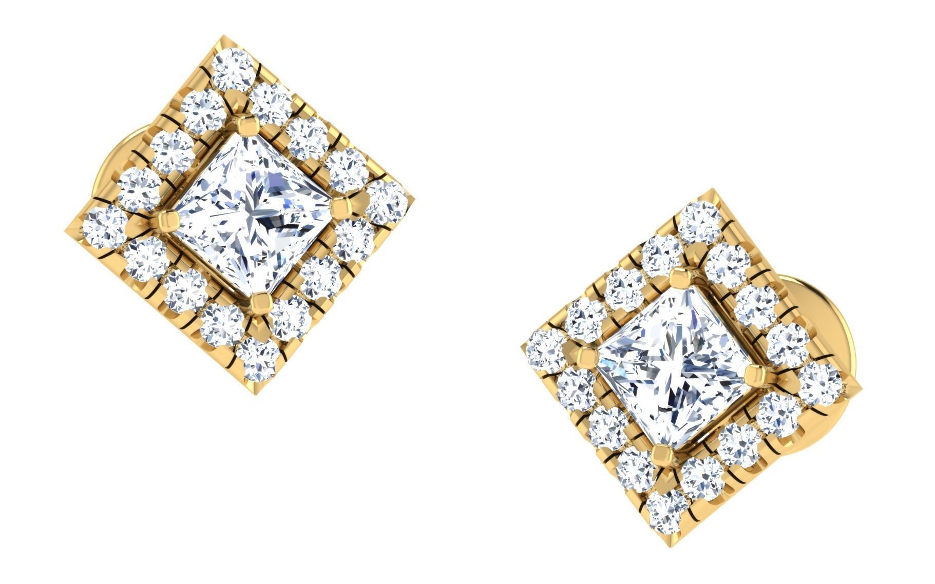 Solitaire pendant-earrings set 3dm stl render detail 3D print 3D print model_27