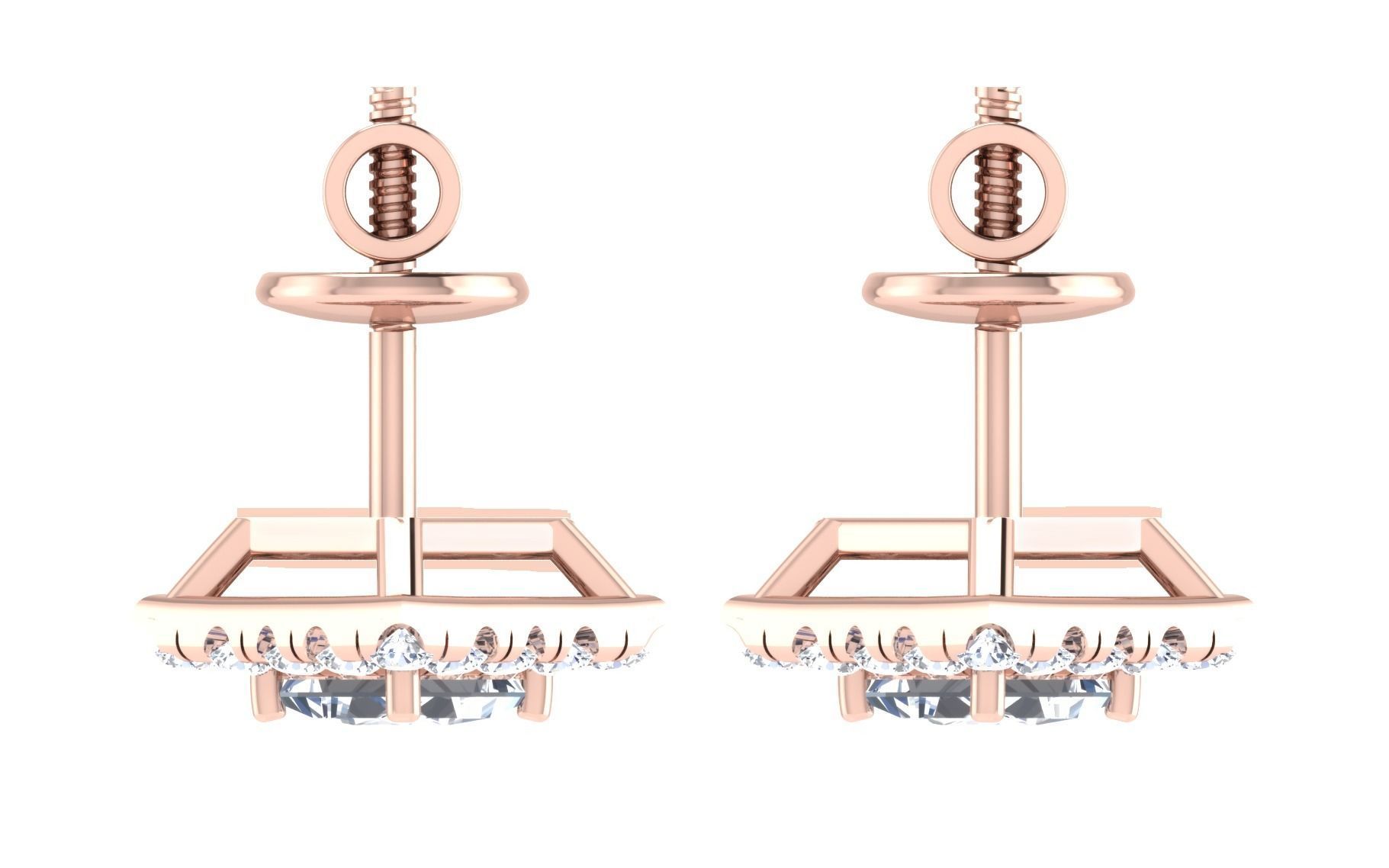 Solitaire pendant-earrings set 3dm stl render detail 3D print 3D print model_35