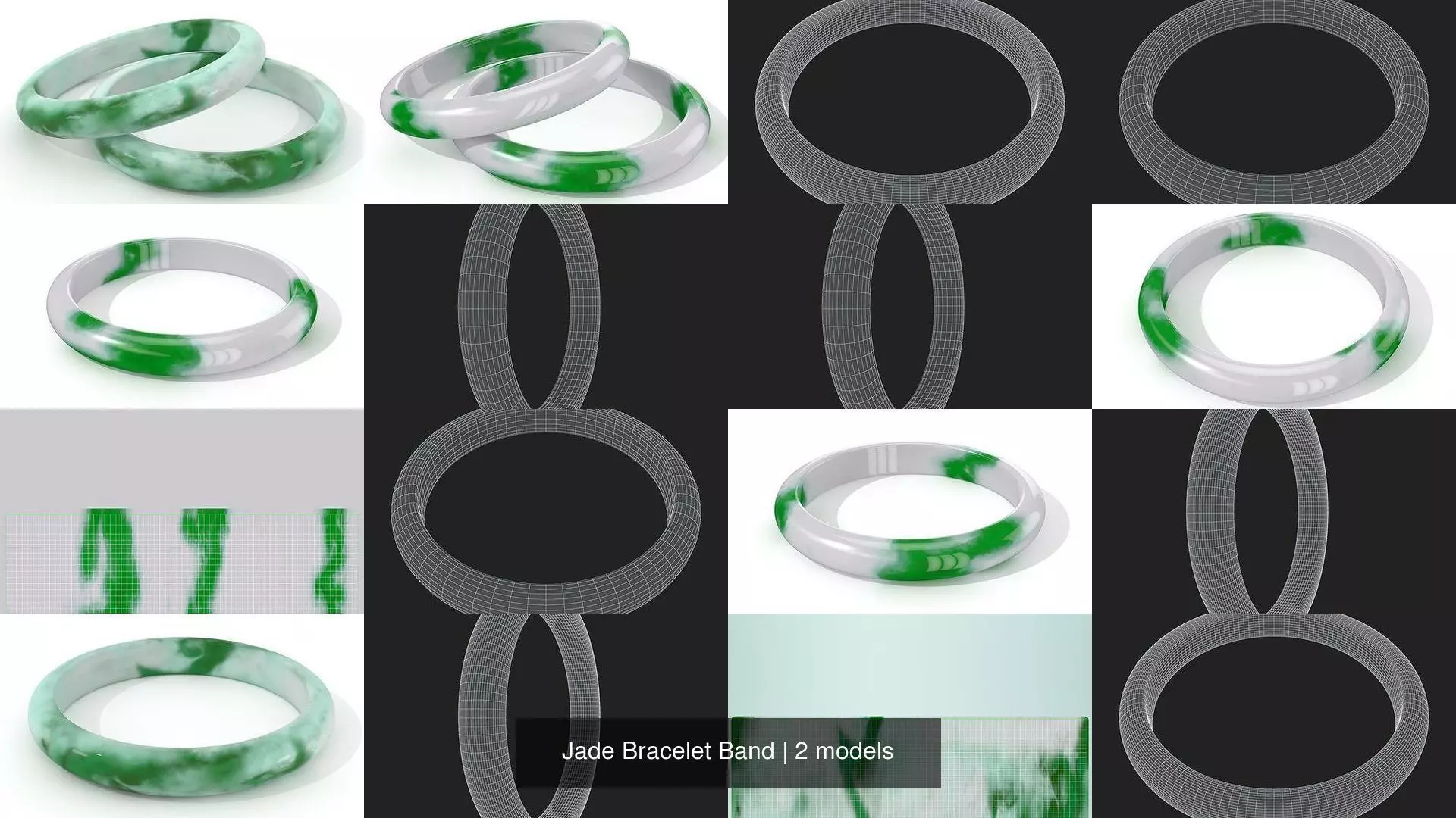 Jade Bracelet Band 3D Model Collection_1