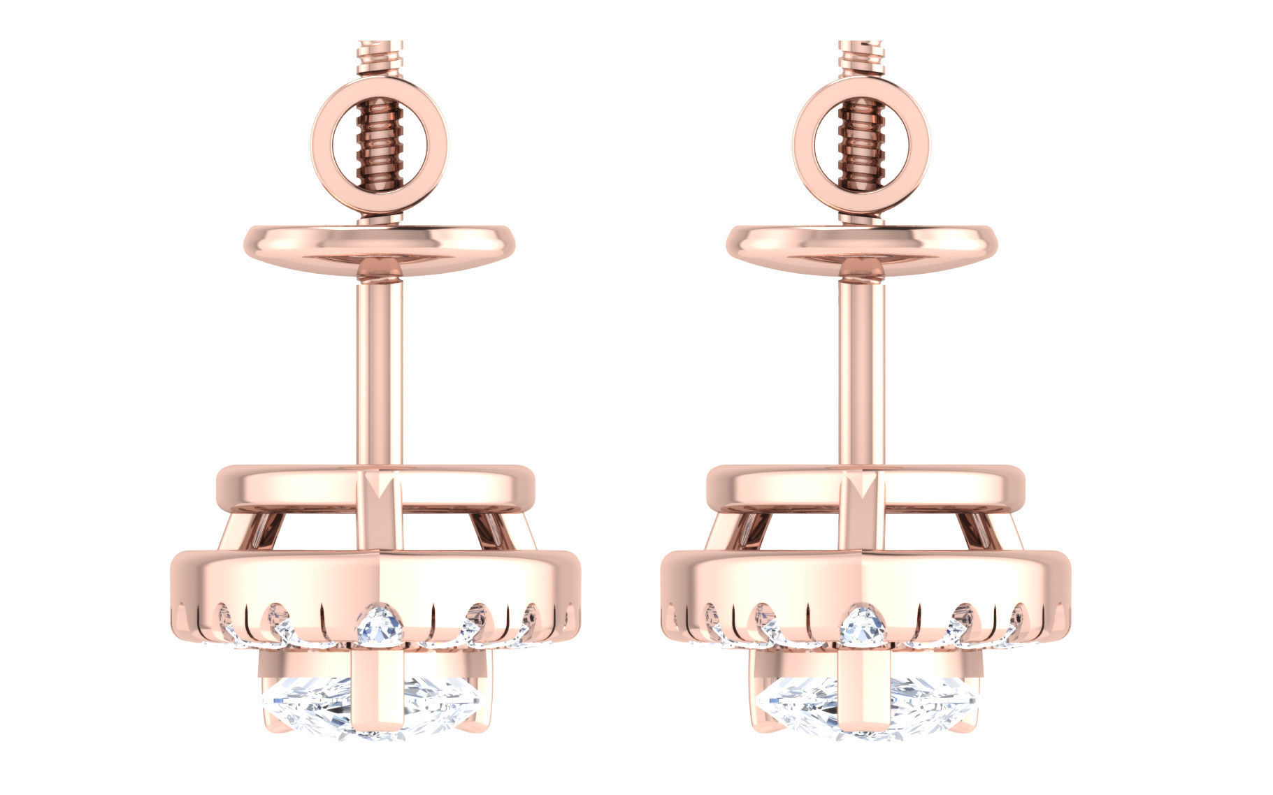 Solitaire pendant-earrings set 3dm stl render detail 3D print 3D print model_3