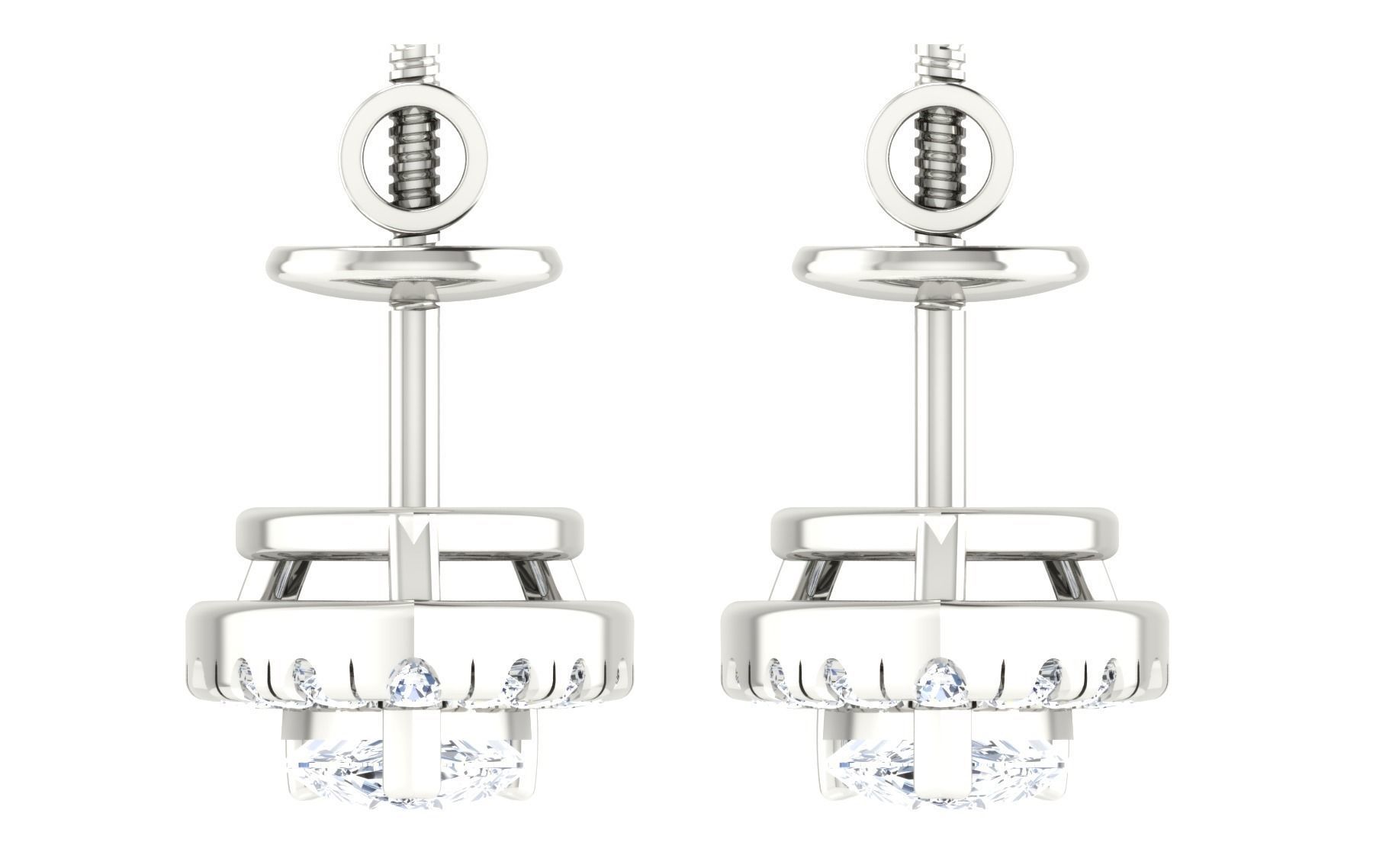 Solitaire pendant-earrings set 3dm stl render detail 3D print 3D print model_13