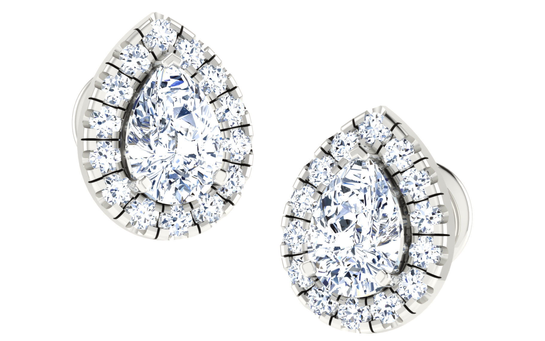 Solitaire pendant-earrings set 3dm stl render detail 3D print 3D print model_2