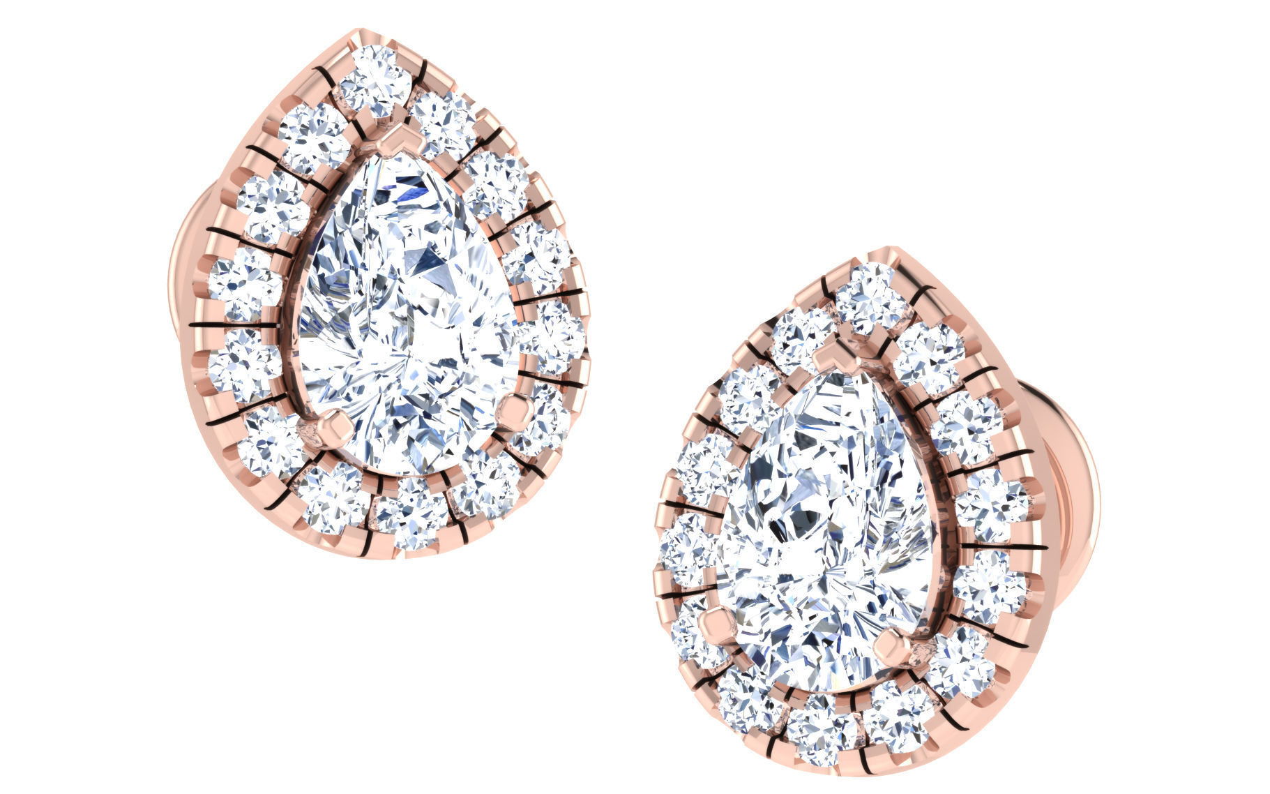 Solitaire pendant-earrings set 3dm stl render detail 3D print 3D print model_4