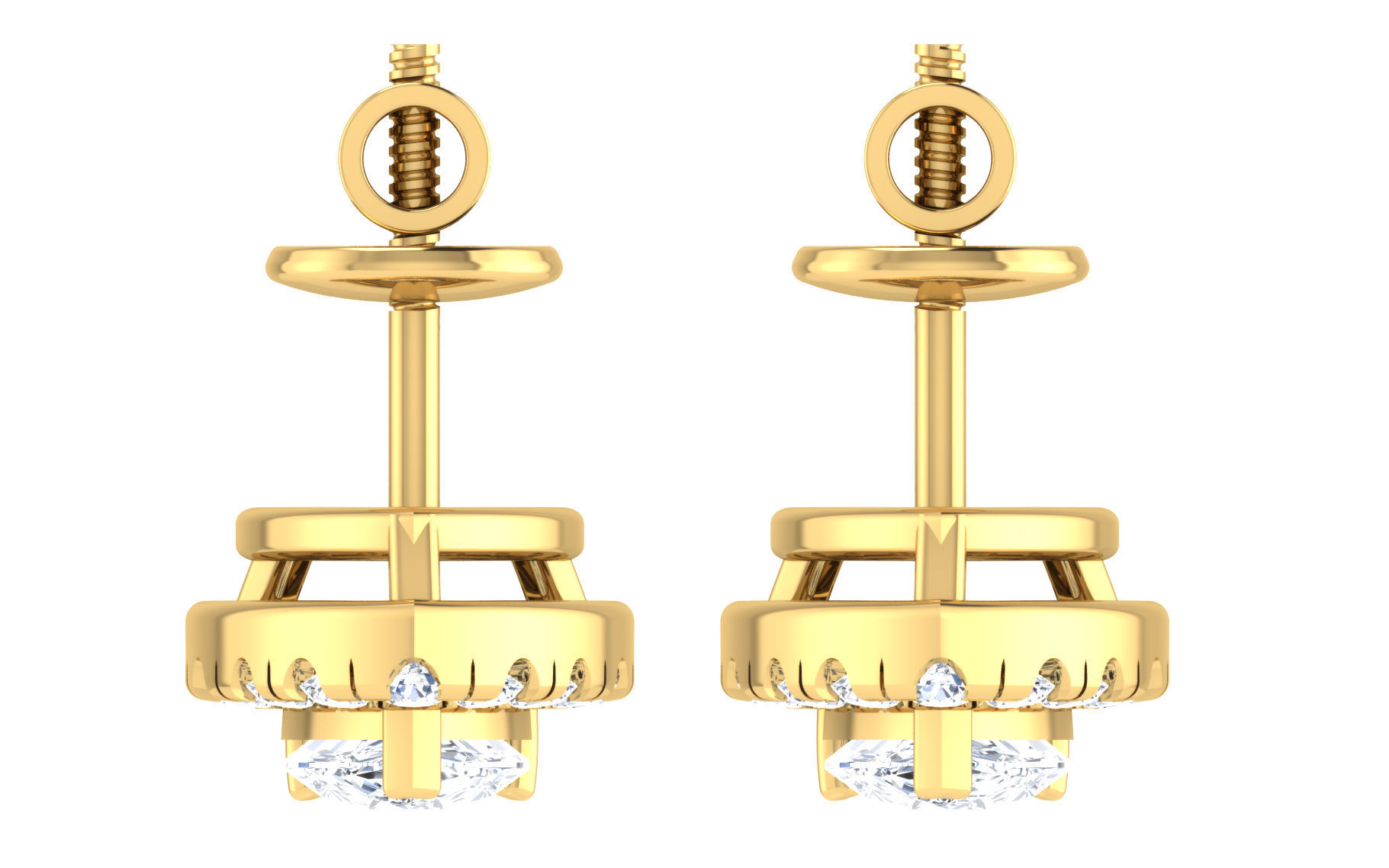 Solitaire pendant-earrings set 3dm stl render detail 3D print 3D print model_21