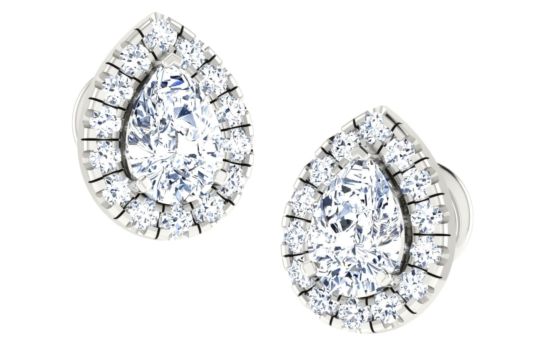 Solitaire pendant-earrings set 3dm stl render detail 3D print 3D print model_7