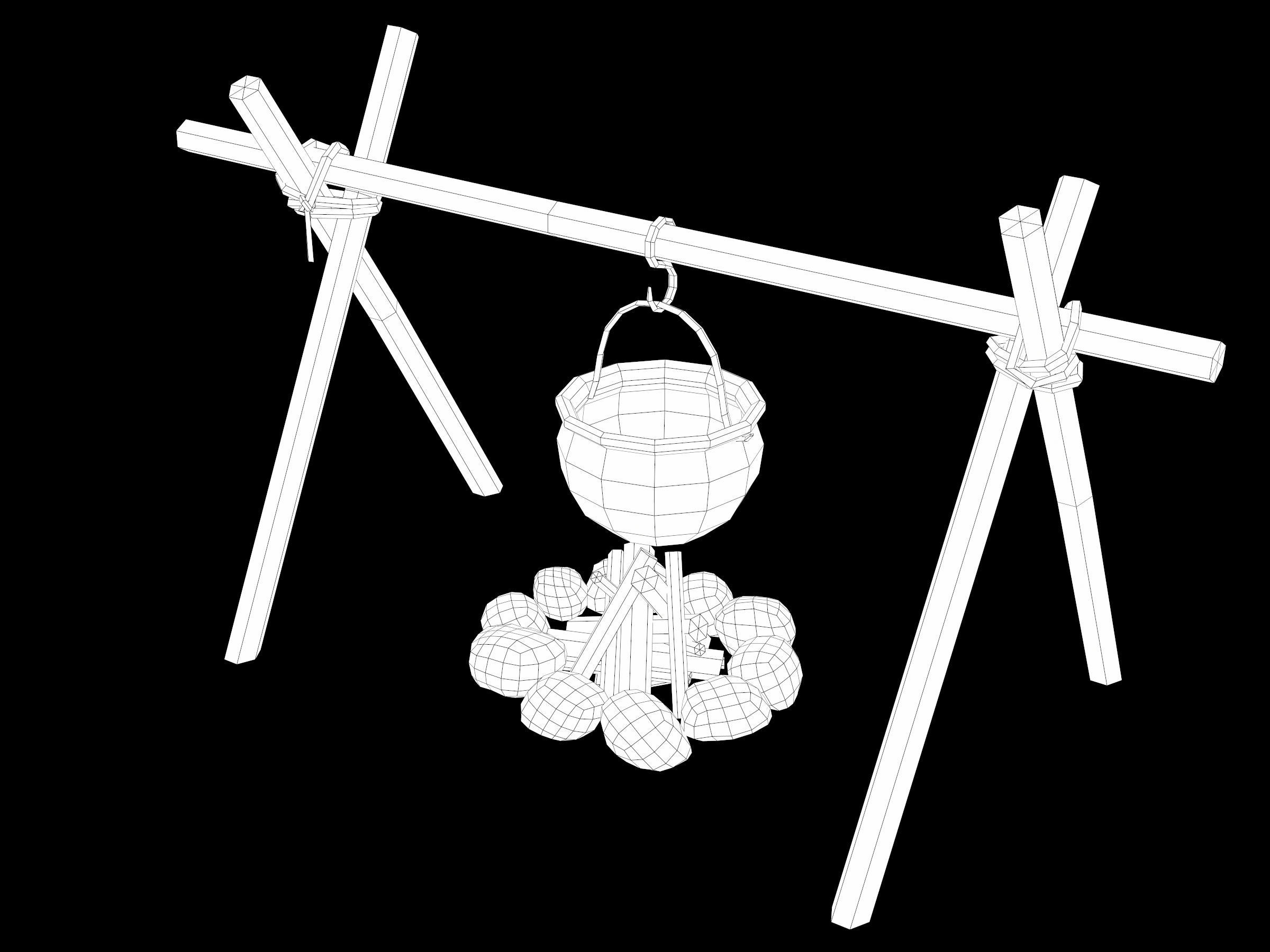 Ancient Camp Construction Kit Low-poly 3D model_67