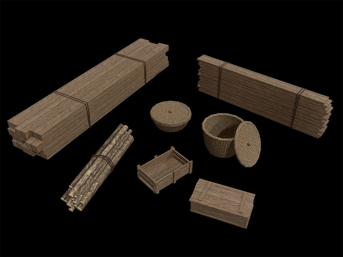 Ancient Camp Construction Kit Low-poly 3D model_48