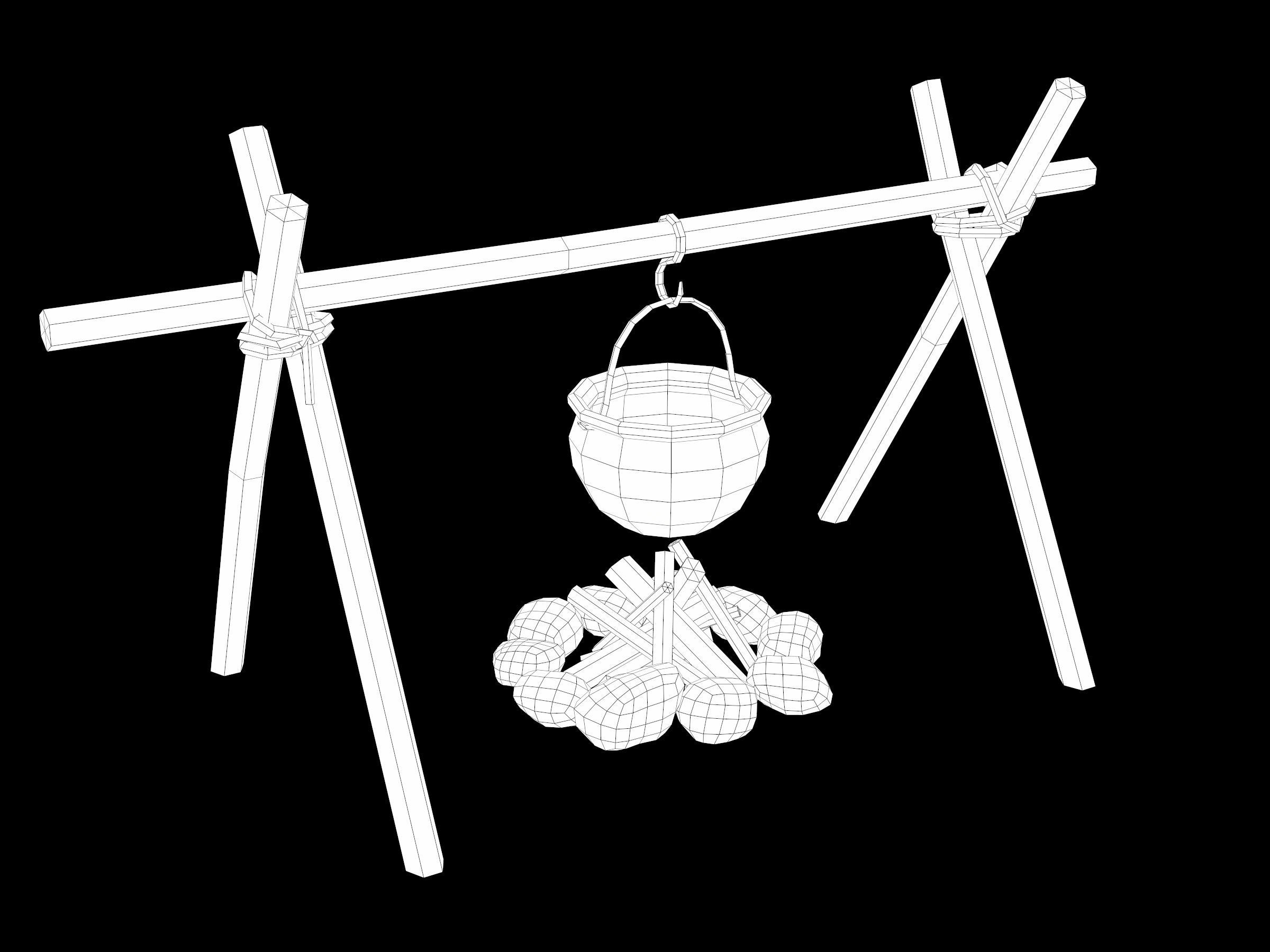 Ancient Camp Construction Kit Low-poly 3D model_68