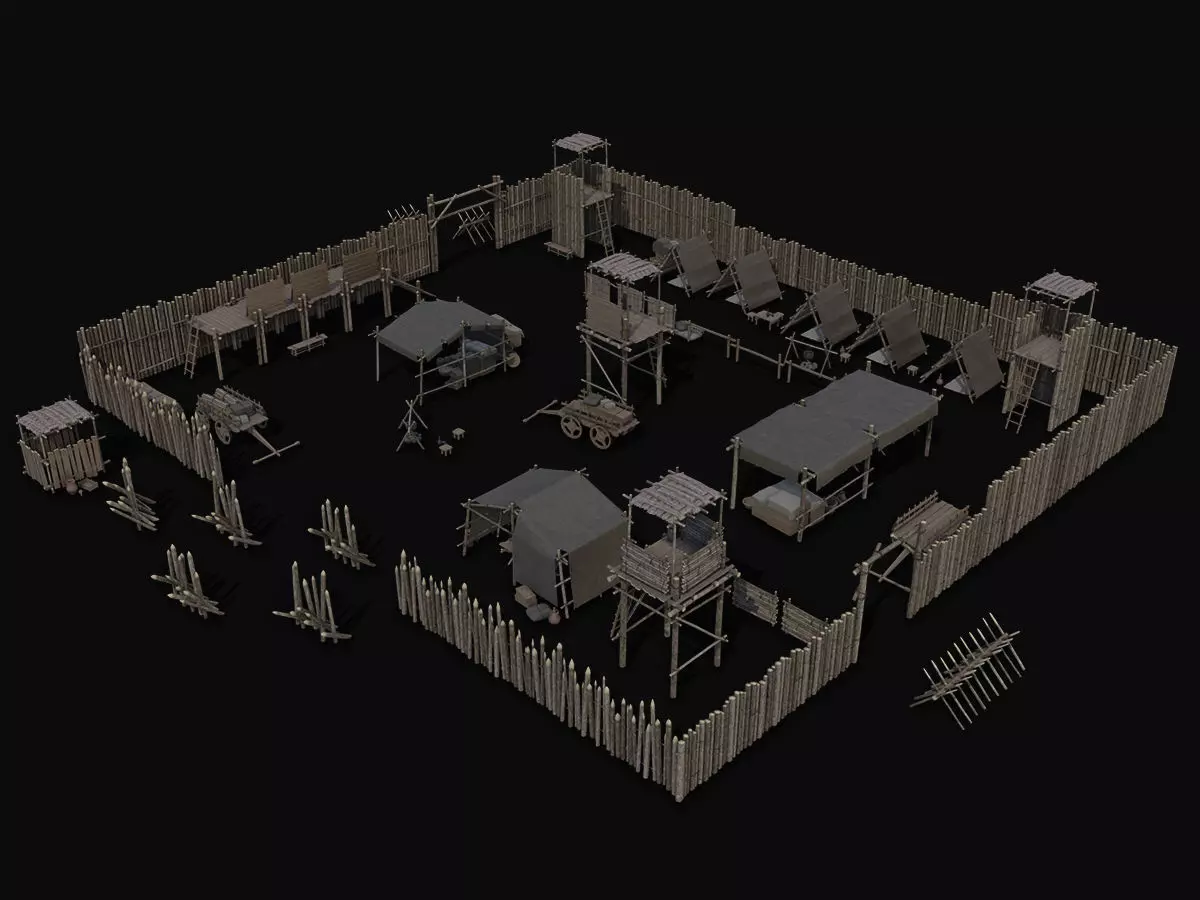 Ancient Camp Construction Kit Low-poly 3D model_0