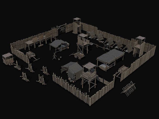 Ancient Camp Construction Kit Low-poly 3D model