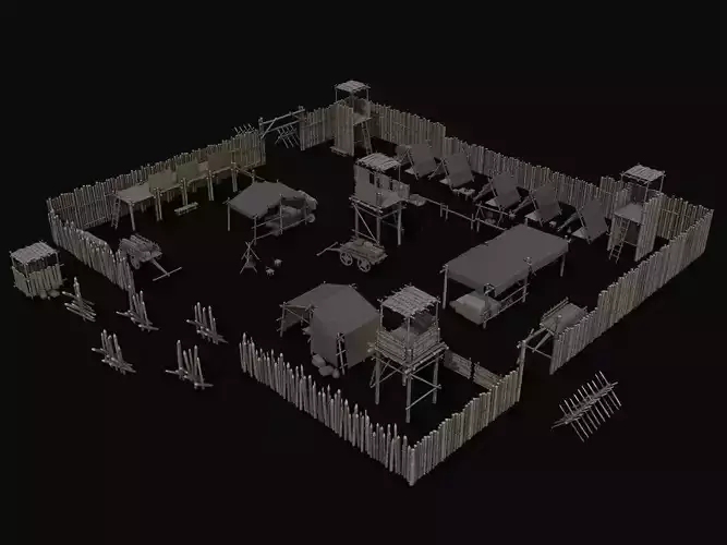 Ancient Camp Construction Kit Low-poly 3D model