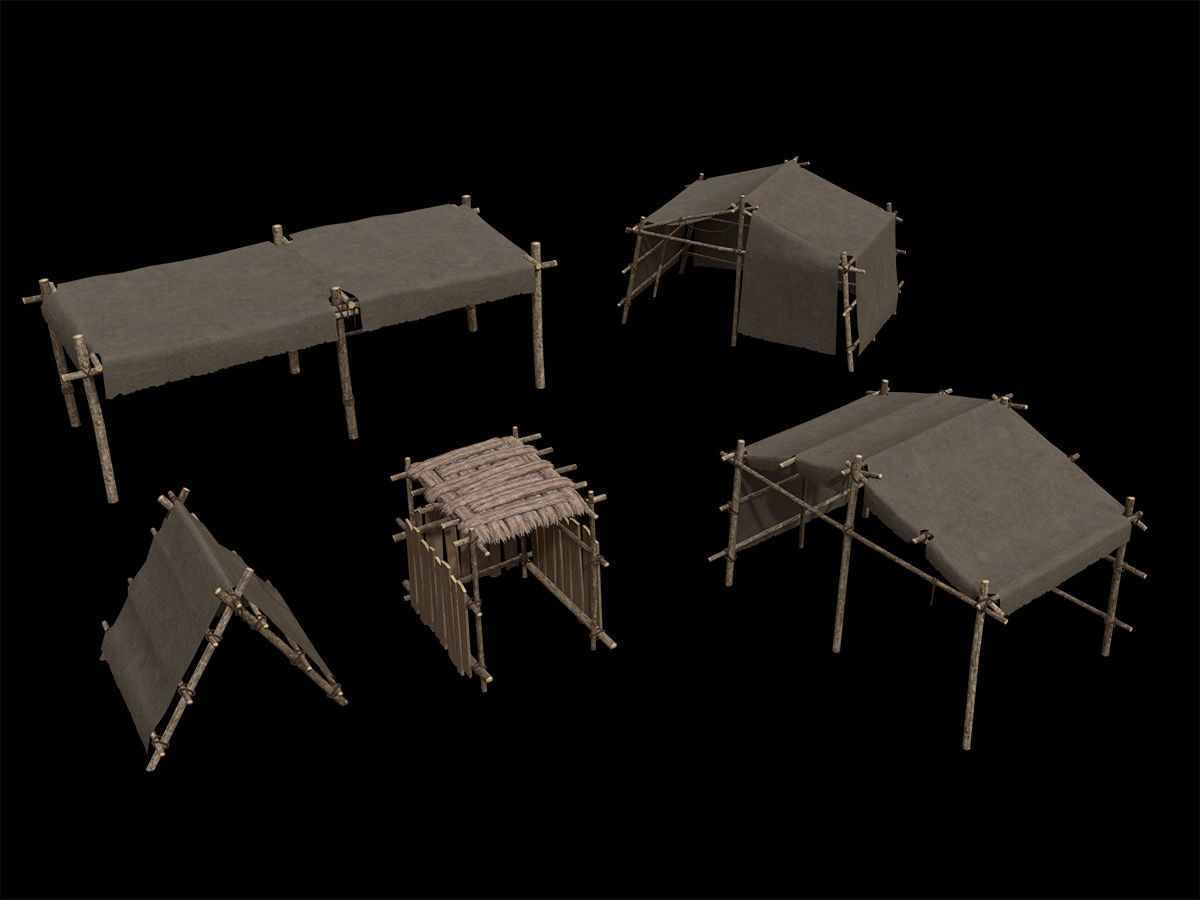Ancient Camp Construction Kit Low-poly 3D model_22
