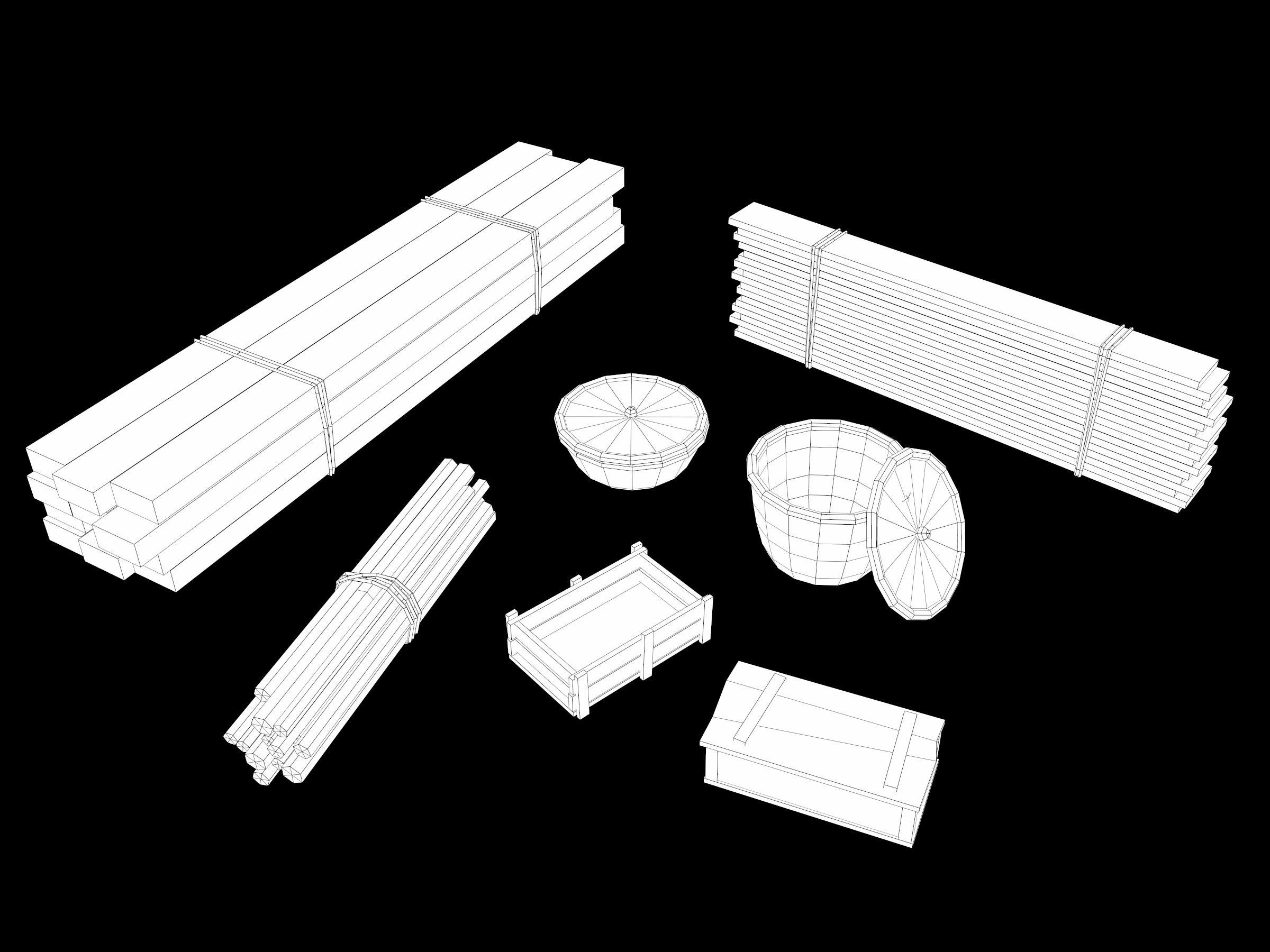 Ancient Camp Construction Kit Low-poly 3D model_87